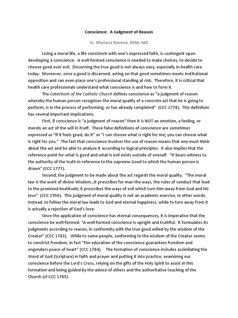 Forming Conscience in Healthcare Ethics | PDF | Conscience | Reason