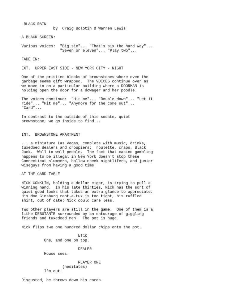Black Rain Script | PDF | Clothing | Leisure