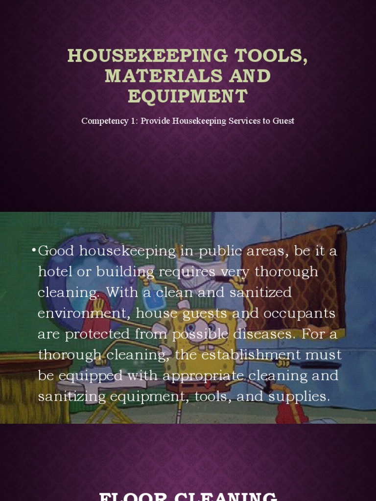 Essential Housekeeping Tools and Equipment | PDF | Housekeeping ...