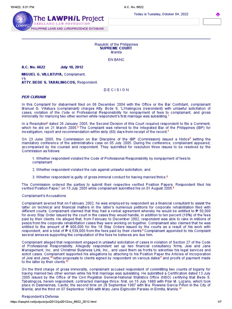 Respondent Lawyer Charged with Unlawful Solicitation of Cases, Non