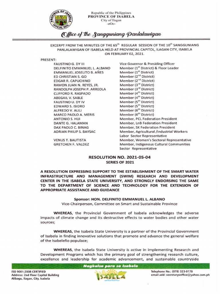 Resolution No 2021-05-04 Series of 2021 | PDF