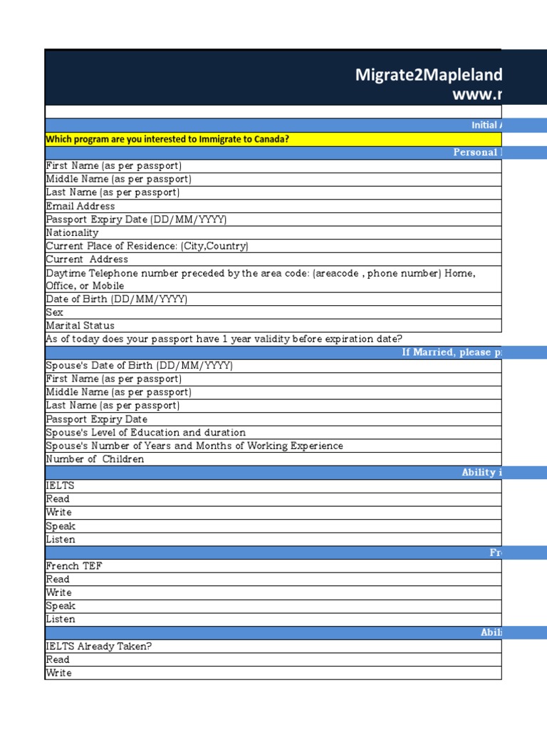 Initial Assessment Form | PDF | Academic Degree | Travel Visa
