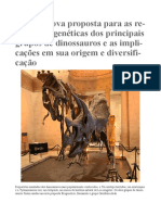 Nova proposta filogenética modifica relações entre principais grupos de dinossauros