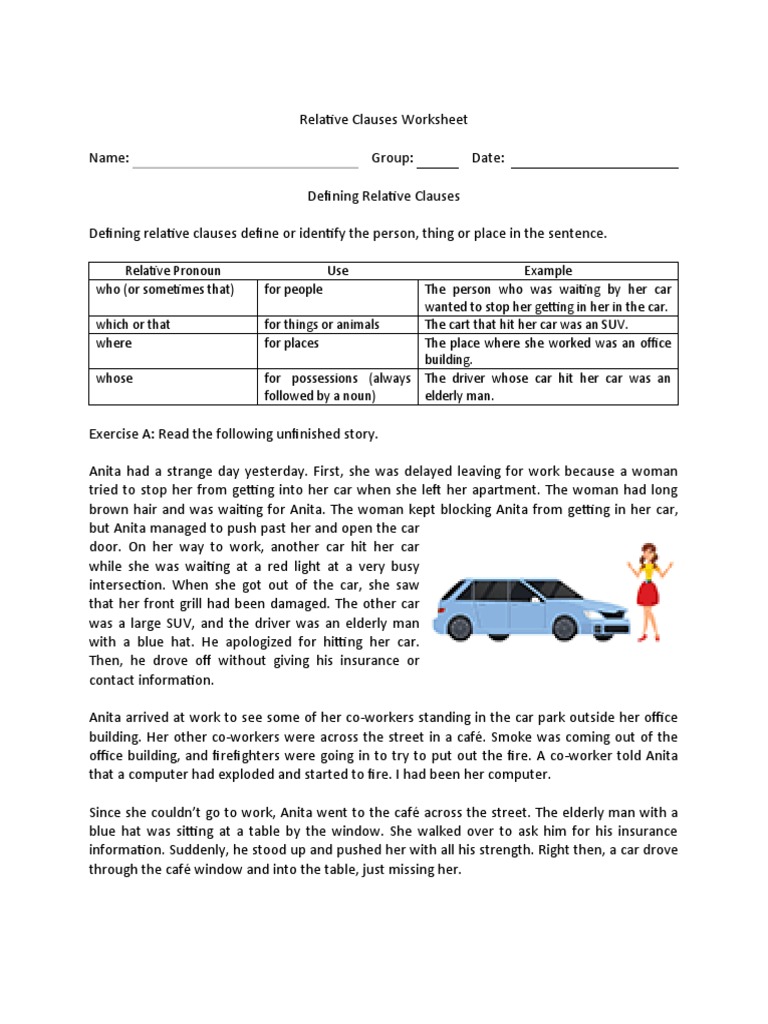 Relative Clauses Worksheet for Kids | PDF | Marilyn Monroe