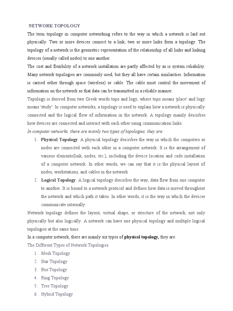 Network Topology Pdf Network Topology Computer Network