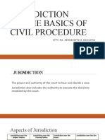 Lecture On Jurisdiction and Basics of Civ. Pro by Atty - Basilonia