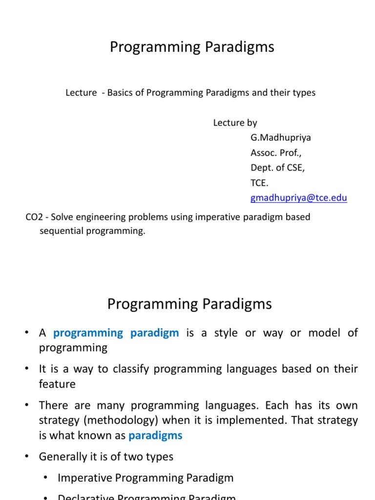Basics of Imperative Programming Paradigm | PDF | Programming ...