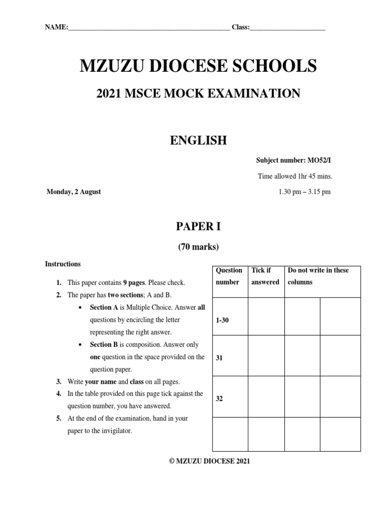 English Paper 1 2021 Hac Mock PDF Adverb Adjective