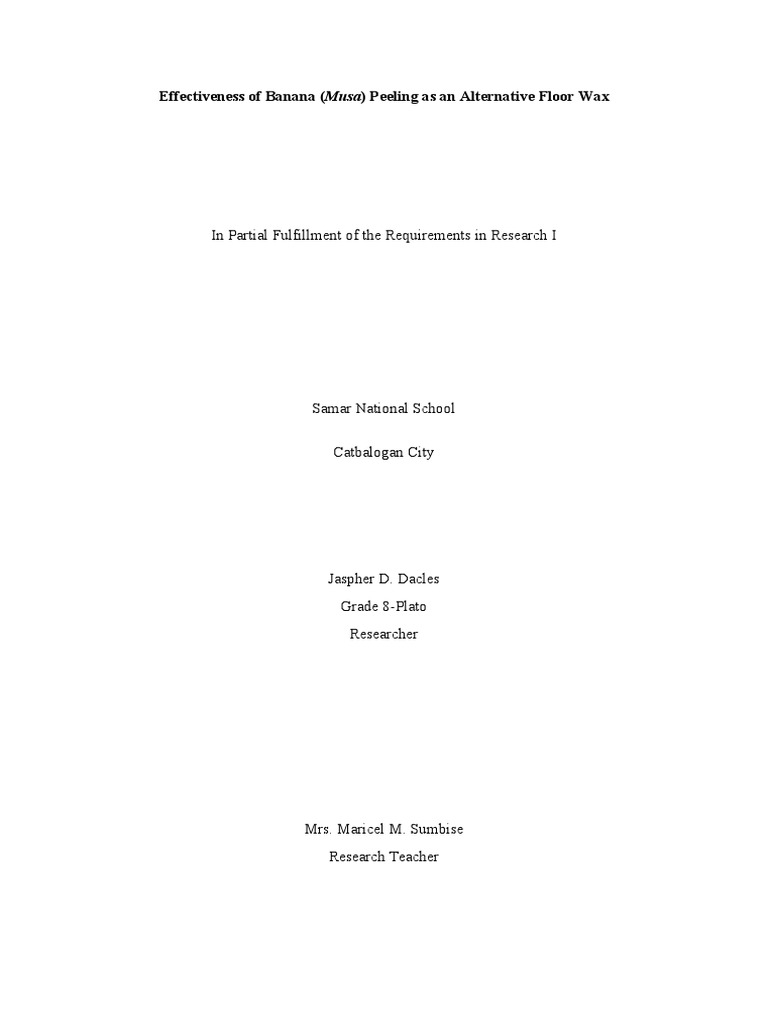 Banana Peel Floor Wax Effectiveness Test PDF
