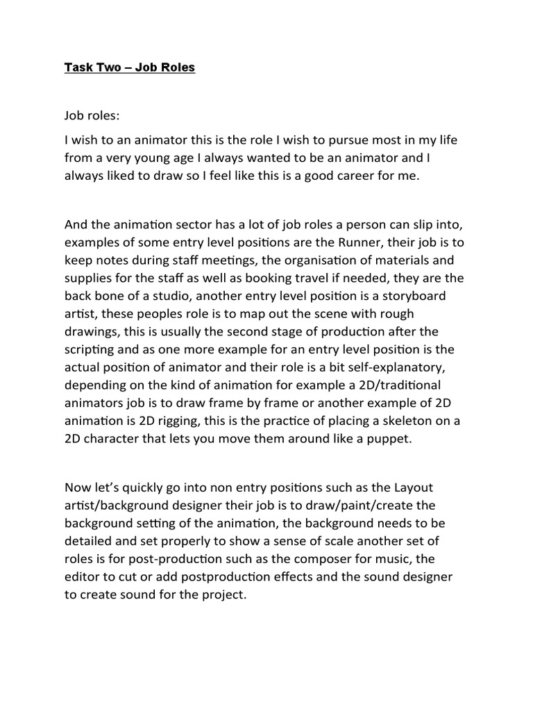 Task Two Job Roles PDF