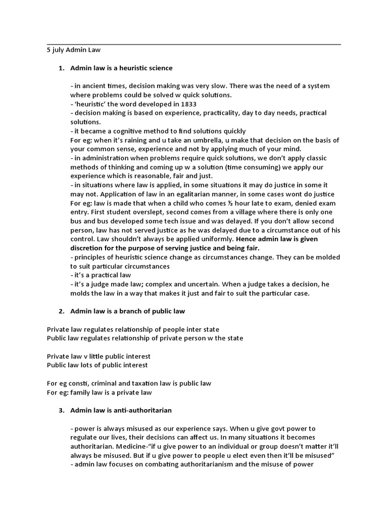 An Overview Of Key Concepts In Administrative Law Including Heuristic