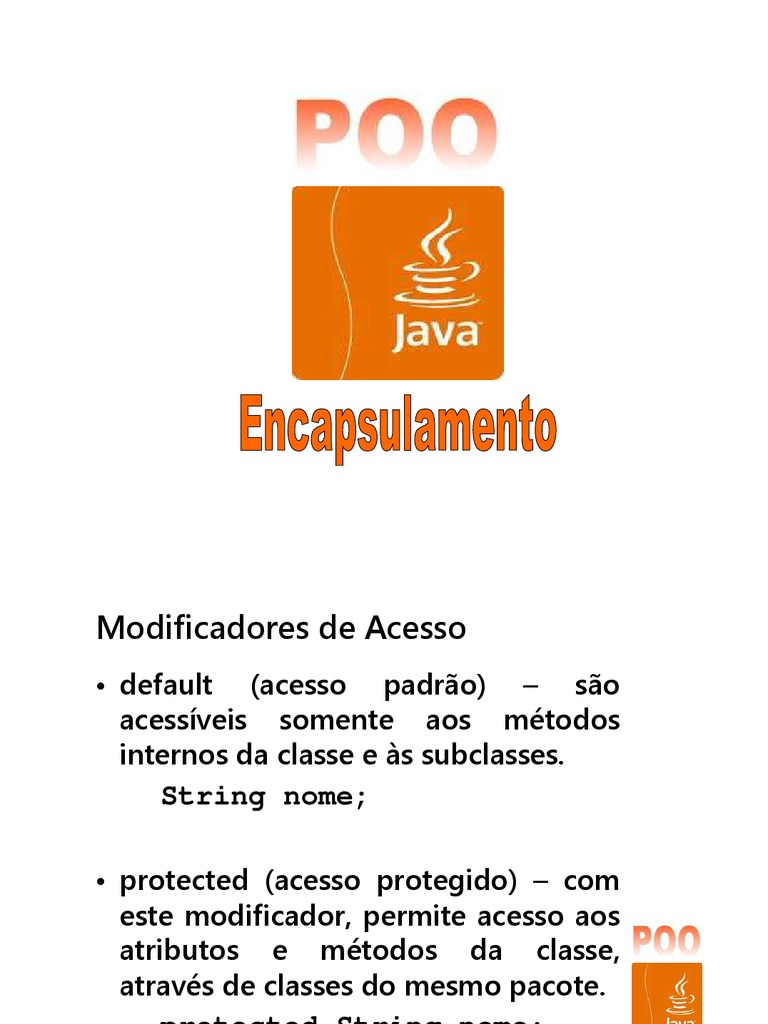Encapsulamento JAVA POO | PDF | Classe (programação de computadores ...