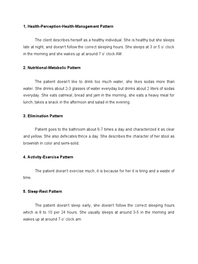 Health Perception and Management Patterns | PDF | Self-Improvement