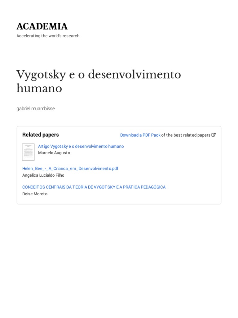 Vygotsky e o Desenvolvimento Humano | PDF | Aprendizado | Pensamento