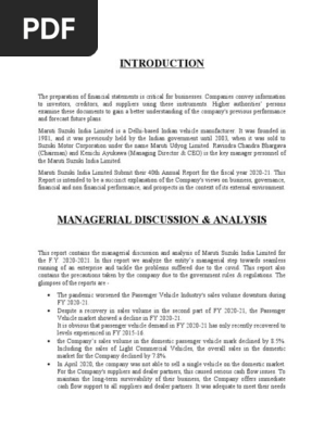 Study of Annual Report of Maruti Suzuki India Limited - Copy