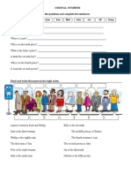 Ordinal Numbers Worksheet