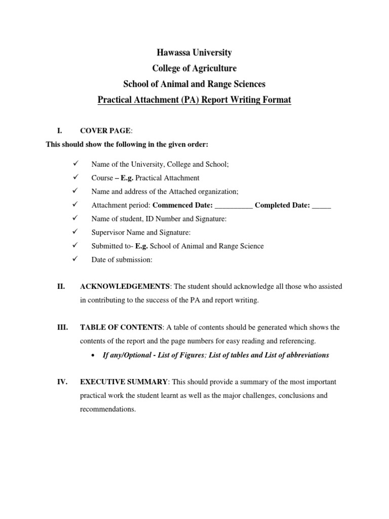 Report Writing Format PA BSC AnSc HU | PDF | Communication