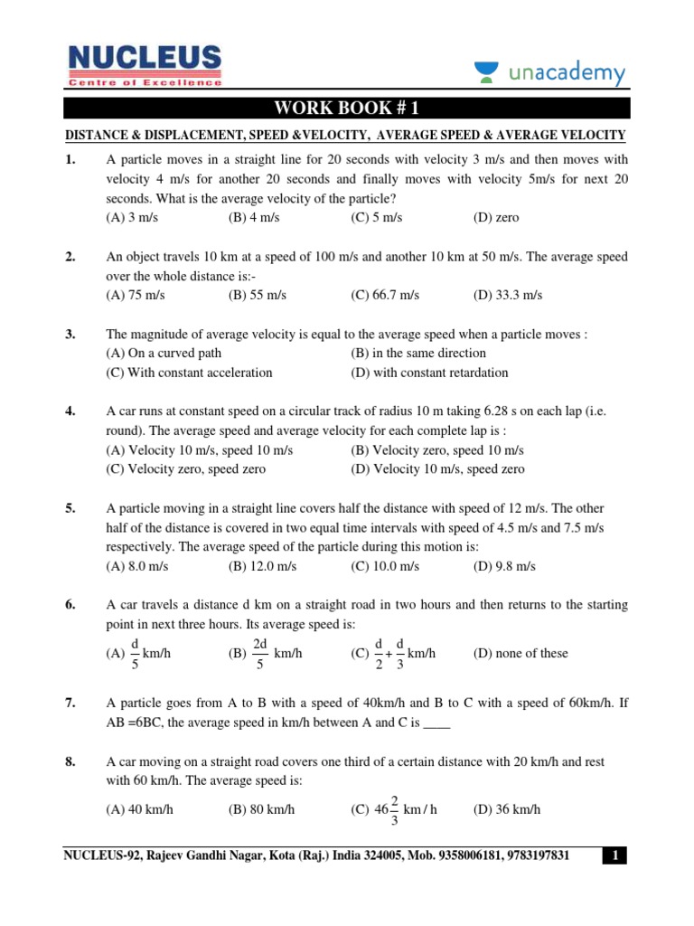 2 Kinematics 1-D FINAL 1664995471946 | PDF | Velocity | Speed