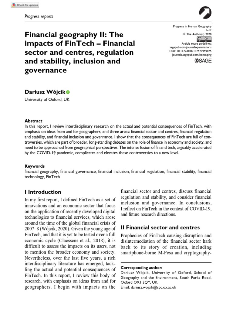 FinTech's Geographic Impacts on Finance | PDF | Financial Technology ...