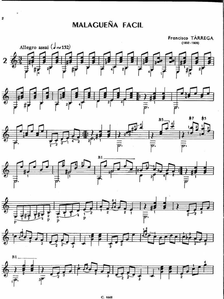 Malagueña Facil. Tárrega | PDF