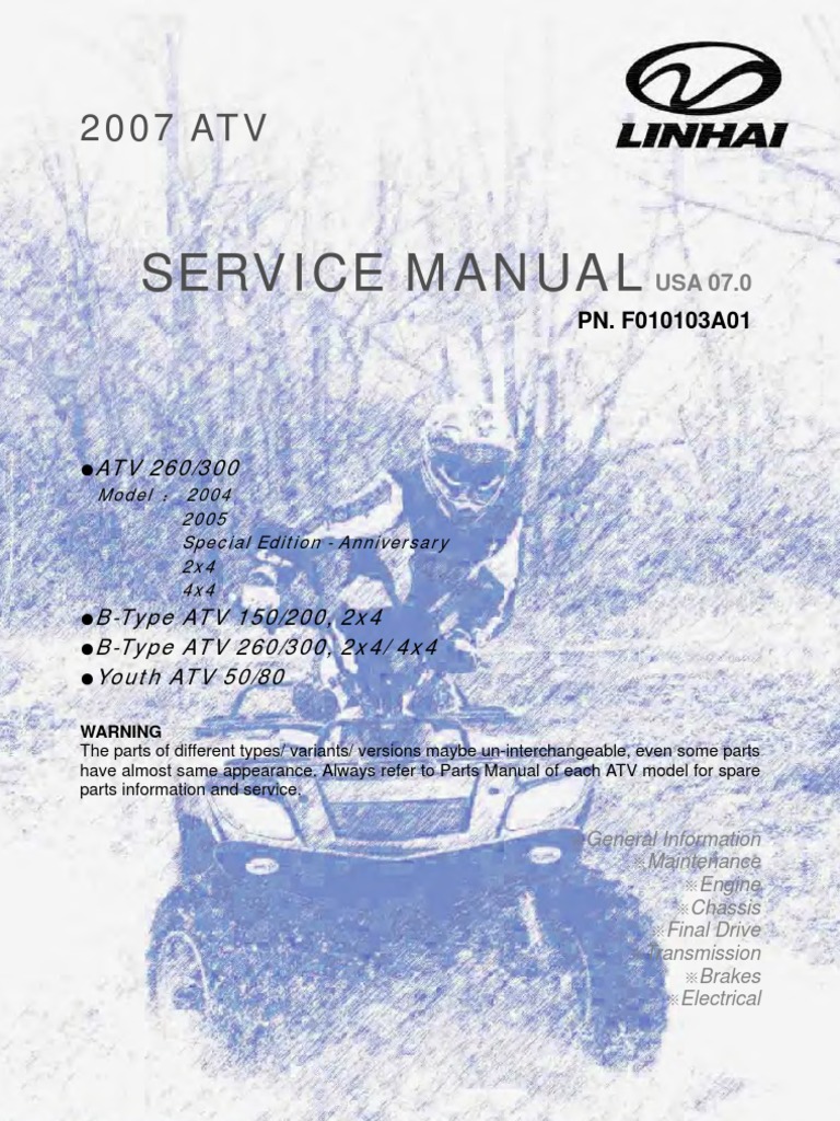 Linhai+ATV+Engine+Service+Manual+(Up+to+300cc)[1] | Tire | Suspension  (Vehicle)