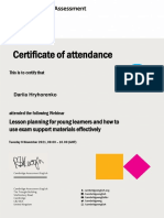 Tuesday 09 November 2021 0900 Certificate of Attendance