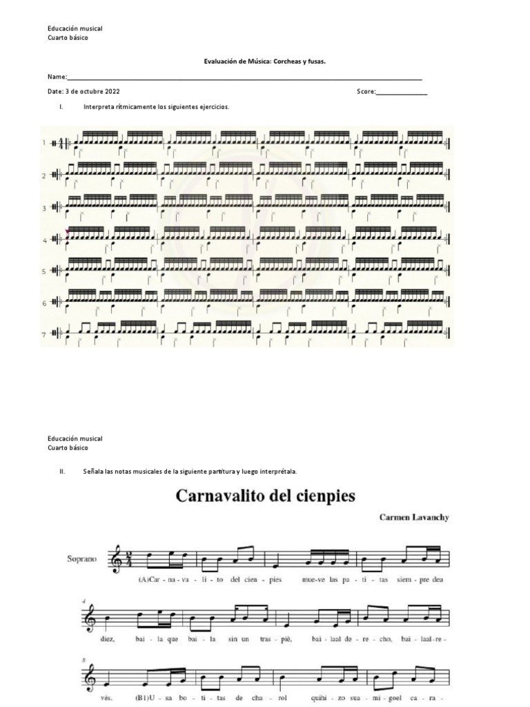 Evaluación de Música | PDF