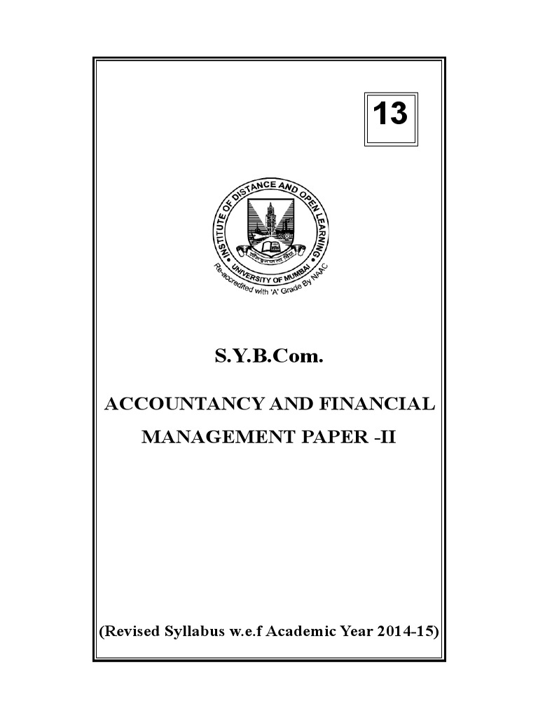 Book No. 13 Accountancy Financial Sybcom Final | PDF