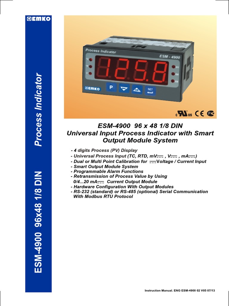 ESM-4900 Process Indicator Manual | PDF | Power Supply | Relay