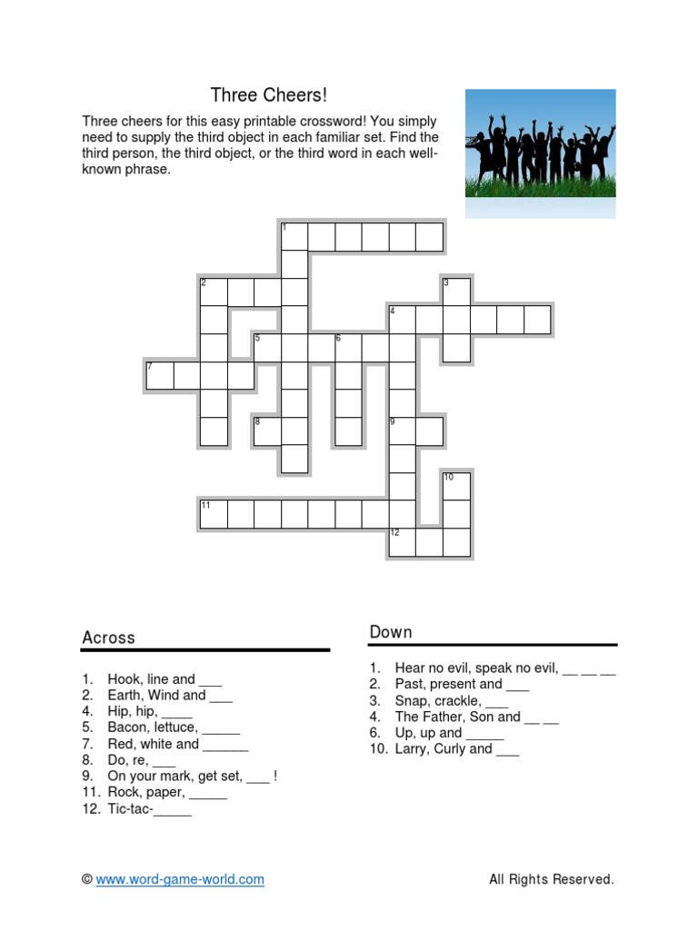 Crossword Easy Three Cheers PDF