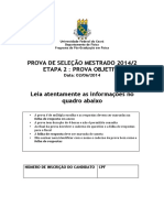 Prova de Seleção Mestrado em Física UFCE 2014