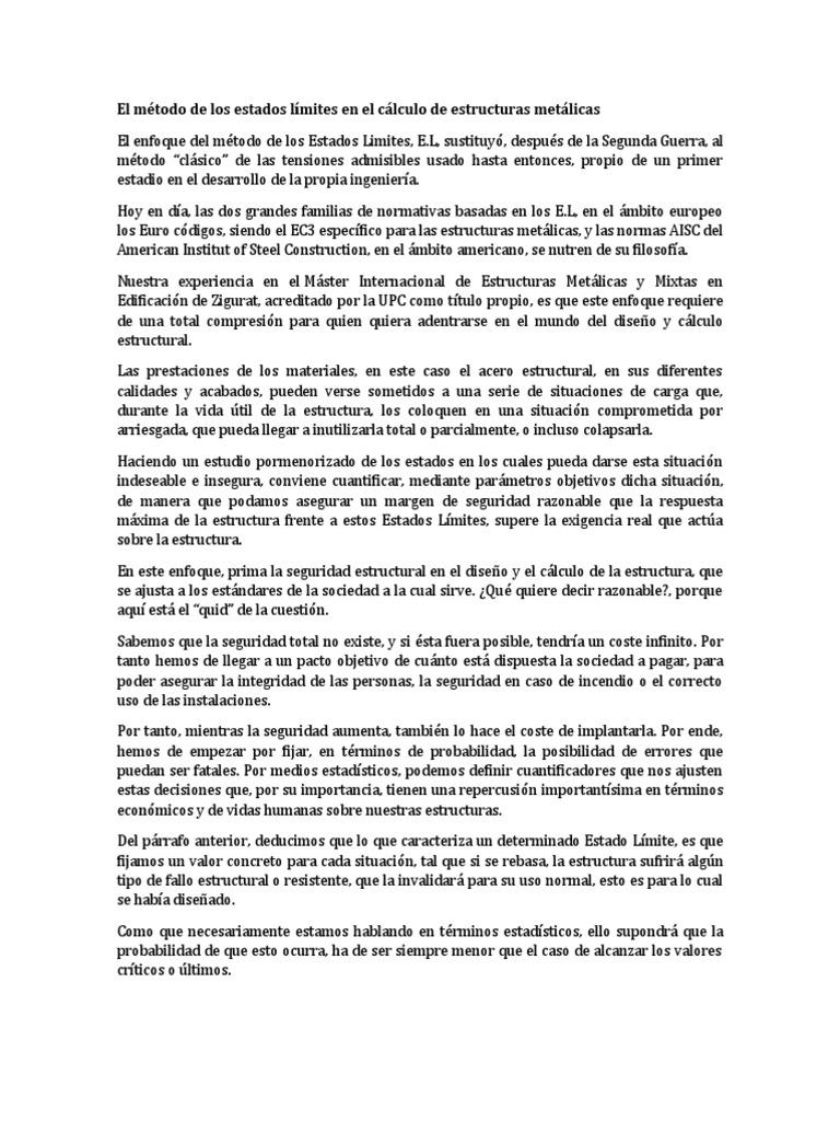 El Método de Los Estados Límites PDF Estadísticas Probabilidad