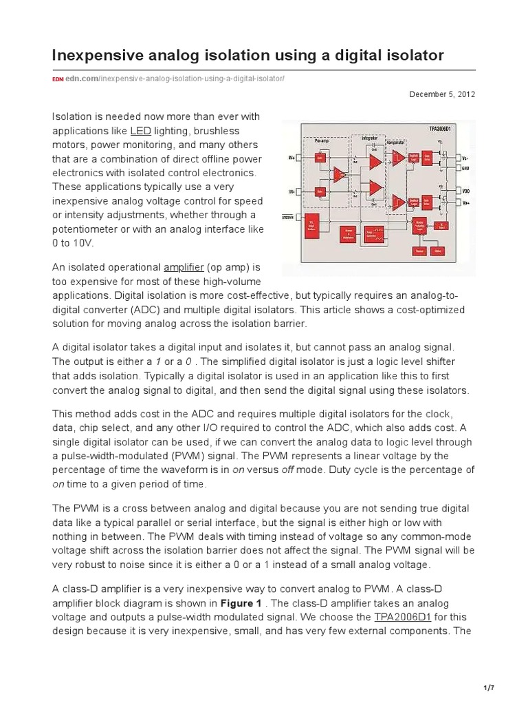 Analog Isolation D Amp PDF Amplifier Analog To Digital Converter