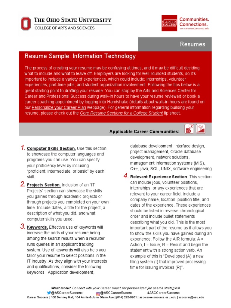 Information Technology Resume Sample | PDF | Websites | Résumé