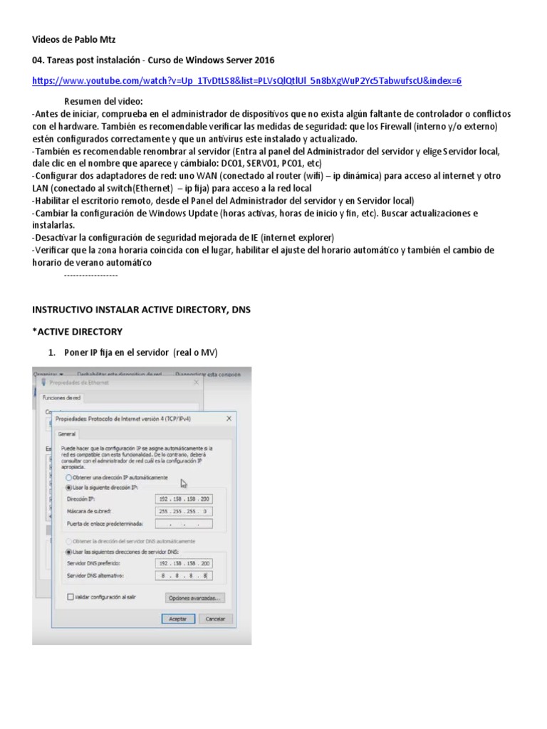 1.instalar Active Directory y DNS Windows Server - 1 | PDF