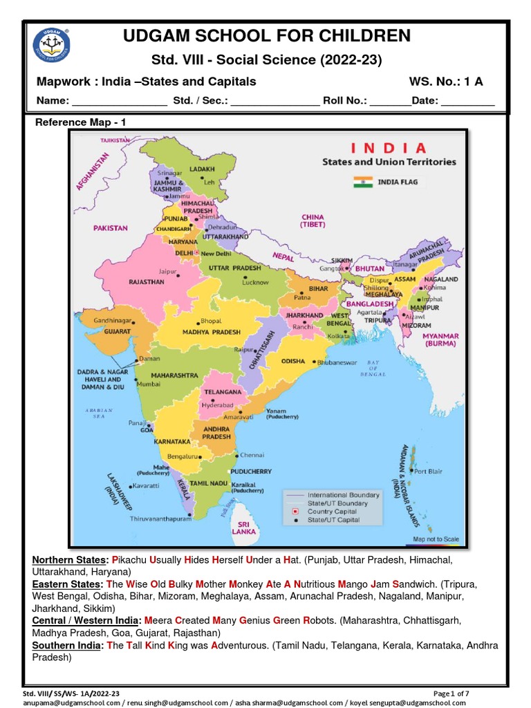 Mapwork: States and Capitals of India | PDF
