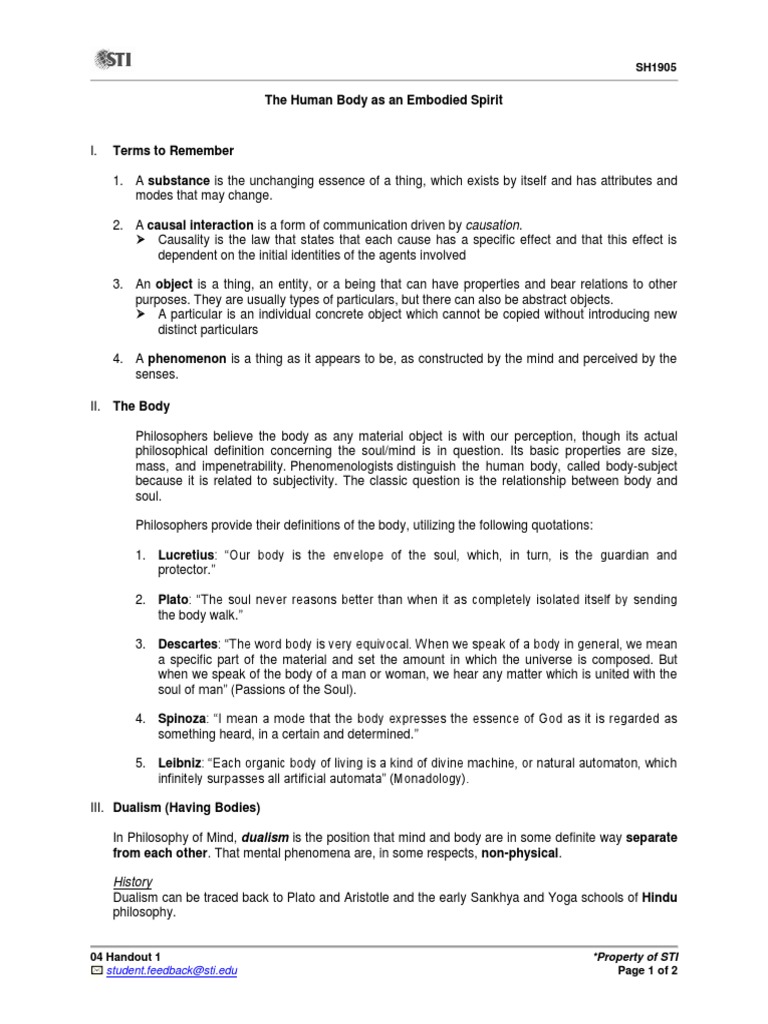 Module 3 Handout 01 | PDF | Mind | Soul