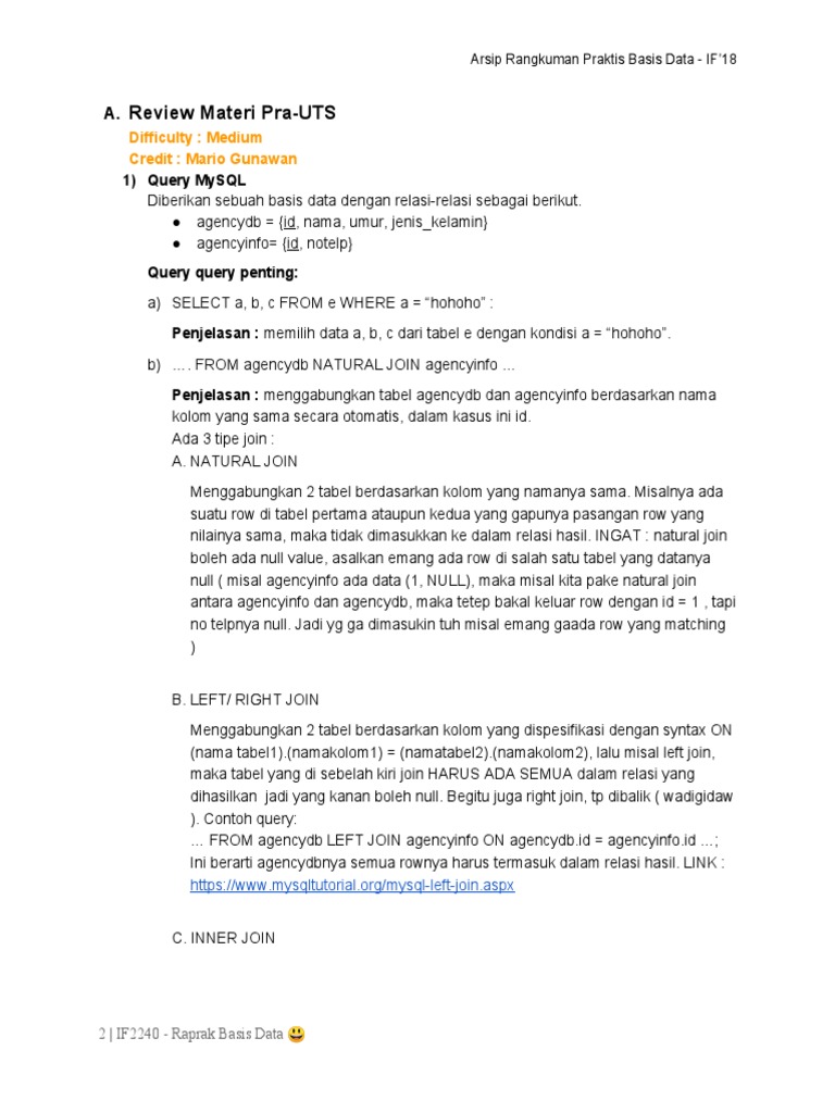 Rangkuman Praktis Query MySQL | PDF