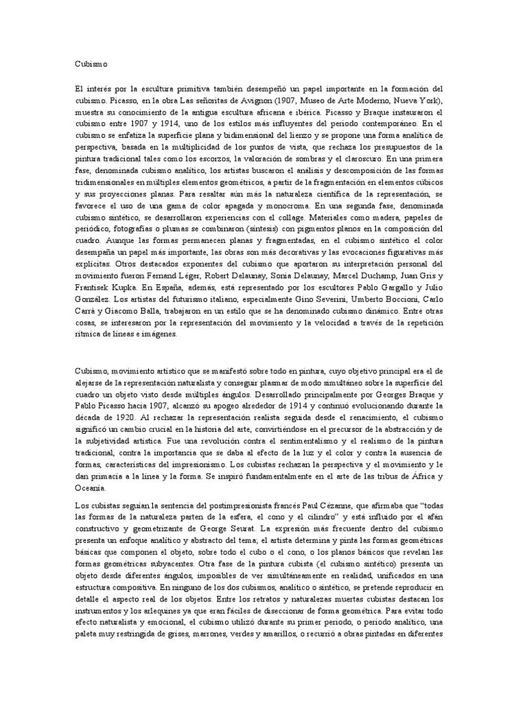 Evolución del Cubismo en Picasso | PDF | Cubismo | Pablo Picasso