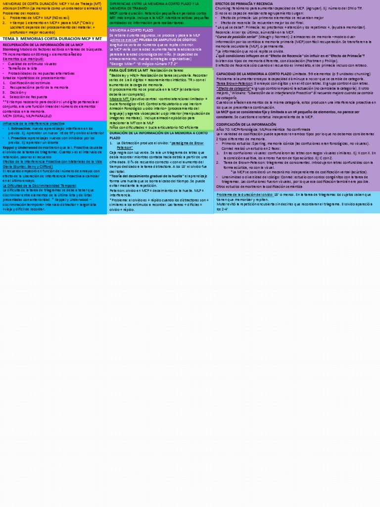 Esquema Tema 3 Memoria | PDF | Memoria | Ciencia cognitiva