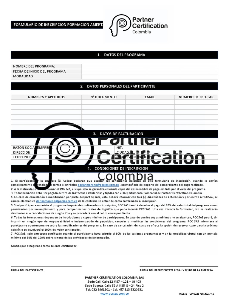 Inscripción Programa PCC SAS | PDF | Crecimiento personal y profesional ...