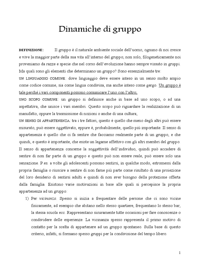 Dinamiche Di Gruppo | PDF