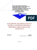 Análisis de Los Artìculos 311 y 322 de La Constitución de La República Bolivariana de Venezuela