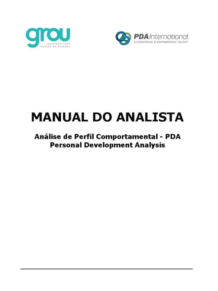 Manual Do Analista PDA 2020 | PDF | Comportamento | Motivacional
