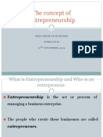 The Concept of Entrepreneurship - 11th November, 2019