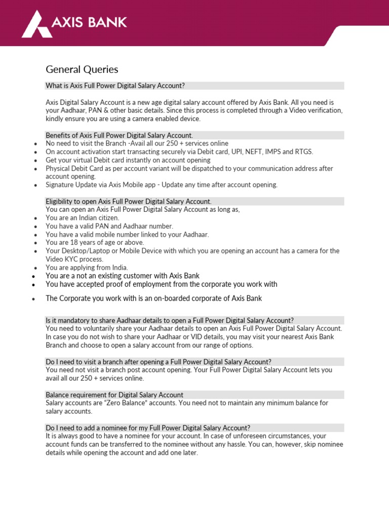 Prestige Salary Account Faqs PDF Debit Card Online Banking