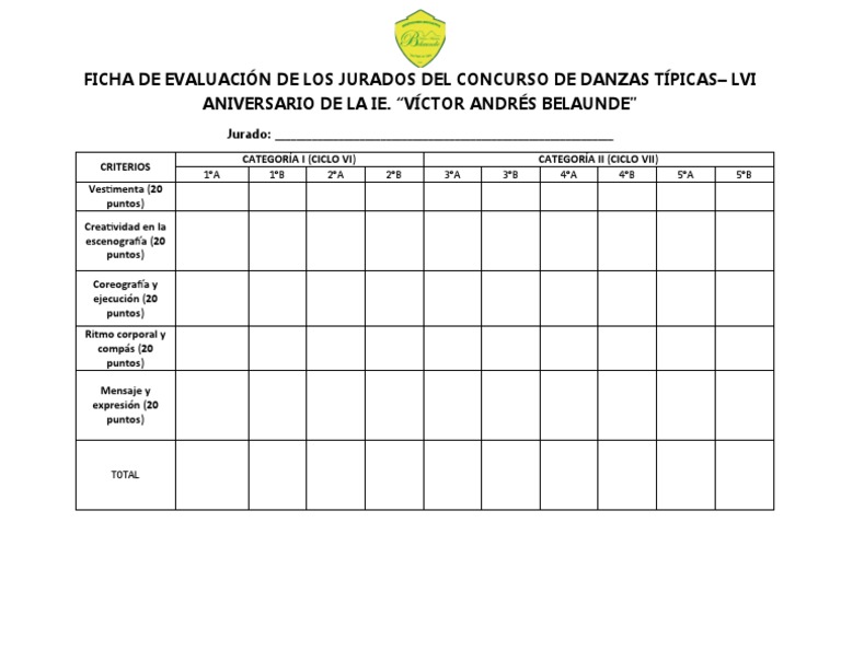 Ficha de Evaluación para Concurso de Danzas | PDF