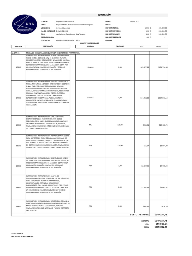 Sistema de Pararrayos | PDF | Equipo eléctrico | Componentes