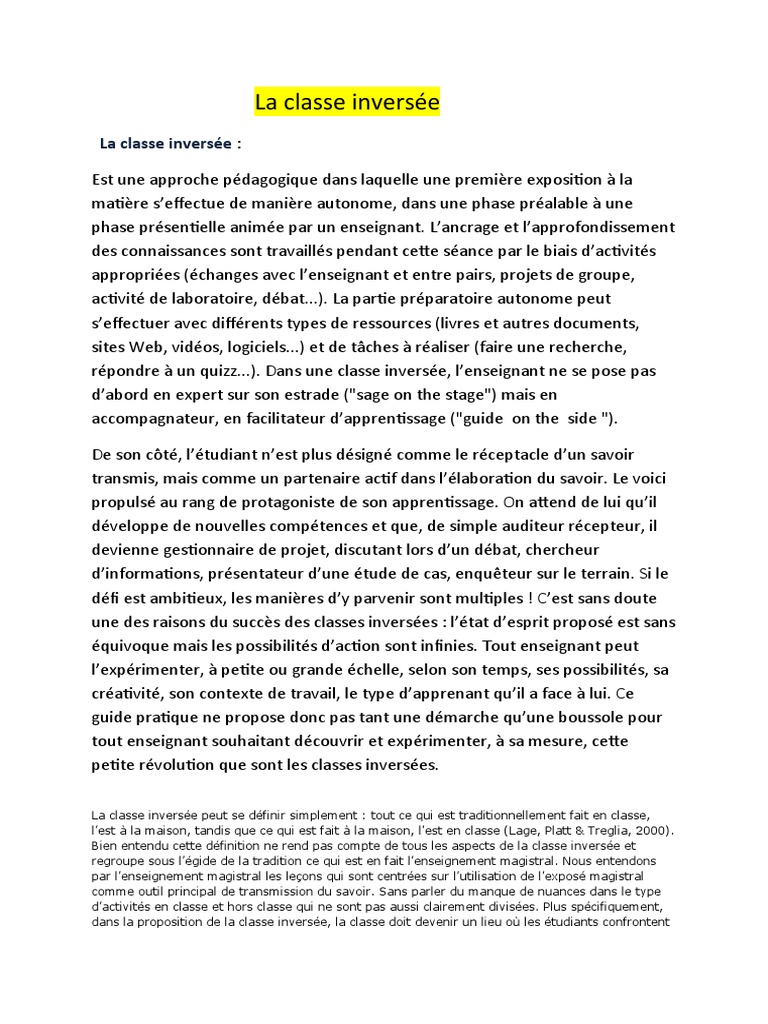 Approche de la classe inversée en FLE | PDF | Pédagogie | la communication