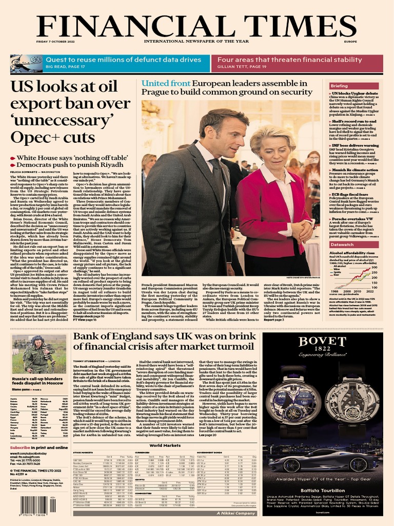 Financila Times Europe | PDF | Opec | Inflation